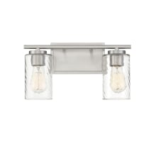 2 Light 15" Wide Bathroom Vanity Light with Swirl Glass Shades