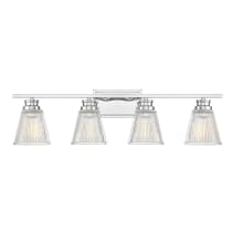 4 Light 32" Wide Bathroom Vanity Light with Ribbed Glass Shades