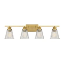 4 Light 32" Wide Bathroom Vanity Light with Ribbed Glass Shades