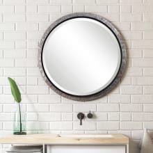 Rustic Industrial 26" Round Galvanized Metal Frame Vanity Bathroom Wall Mirror with Exposed Nailheads