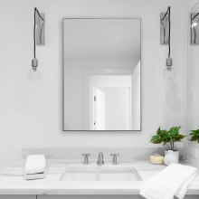 Contemporary 31" x 21" Rectangular Sleek Vanity Bathroom Wall Mirror - Universal Mount
