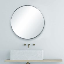 Contemporary 35" Round Iron Framed Vanity Bathroom Wall Mirror