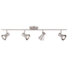 Cameron 4 Light 36" Wide LED Fixed Rail Ceiling Fixture with Metal Shades