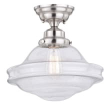 Kash Single Light 12" Wide Semi-Flush Ceiling Fixture with A Glass Shade