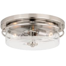 Isaiah 2 Light 15" Wide Flush Mount Drum Ceiling Fixture with Seedy Glass Shade