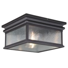 Zion 2 Light 12" Wide Outdoor Flush Mount Square Ceiling Fixture with Glass Panel Shades