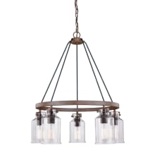 Jose 5 Light 26" Wide Ring Chandelier with a Clear Seedy Glass Shade