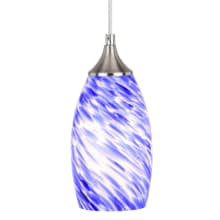 Mirage 5" Wide Mini Pendant with Azzura Glass Shade - Satin Nickel Finish