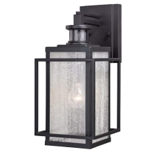 Caleb 16" Tall Outdoor Wall Sconce with Glass Panel Shades and Motion Sensor