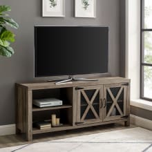 Plano 58" Wide Farmhouse TV Stand Media Cabinet with "X" Frame Barn Doors and Mesh Panels