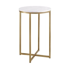 Chloe 16" Glam Round Faux Marble Topped Side Table with Gold Metal Base