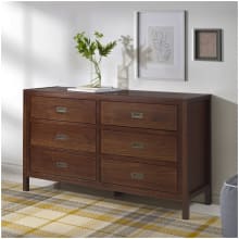 Lydia 57"W Modern Classic Solid Wood 6 Drawer Dresser