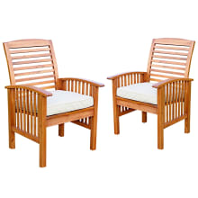 Dewey Beach Set of (2) 25" Wide Traditional Outdoor Acacia Wood Arm Chairs