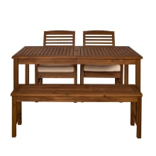 Dewey Beach 4 Piece Acacia Framed Outdoor Dining Set with Polyester Upholstered Seats