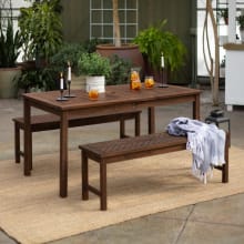 Chancellor 3 Piece Outdoor Farmhouse Picnic Style Dining Set with Table and (2) Benches