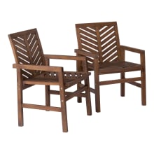 Chancellor 25" Wide 2 Piece Wood Framed Chevron Patterned Outdoor Farmhouse Arm Chair Set