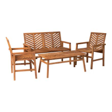 Chancellor 4 Piece Wood Framed Farmhouse Conversation Set with Loveseat and Chairs