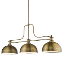 Agnes 3 Light 52" Wide Billiard and Linear Chandelier with Dome Shades