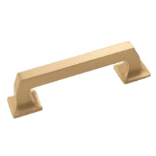 Studio 3-3/4" Center to Center Solid Brass Square Cabinet Handle / Drawer Pull
