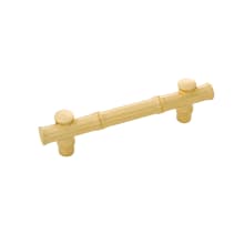 Junzi 3-3/4 Inch (96 mm) Center to Center Solid Brass Bamboo Cabinet Handle / Drawer Pull