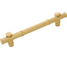 Junzi 5-1/16" (128 mm) Center to Center Solid Brass Asian Inspired Bamboo Botanical Cabinet Handle / Drawer Pull
