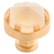 Chrysalis 1-3/16 Inch Modern Glam Cut Glass Geometric Cabinet Knob / Drawer Knob with Wire Wrap Inspired Accent