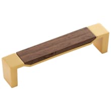 Fuse 5-1/16 Inch (128 mm) Center to Center Modern Cabinet Handle / Drawer Pull with Wood Inlay