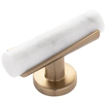 Firenze 2-1/2" Modern "T" Bar Italian Marble Glam Cabinet Knob / Drawer Knob