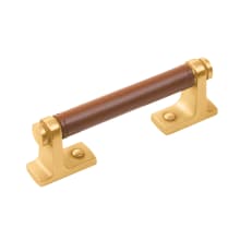 Reserve 3-3/4" Center to Center Leather Cabinet Handle / Drawer Pull - Mixed Materials
