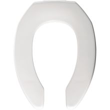 Elongated Commercial Plastic Open Front Toilet Seat Less Cover with STA-TITE&reg; Check Hinge and DuraGuard&reg;