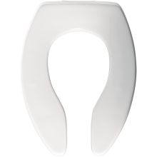Elongated Commercial Plastic Open Front Toilet Seat Less Cover with STA-TITE&reg; Check Hinge and DuraGuard&reg;