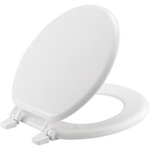 Round Enameled Wood Closed-Front Toilet Seat