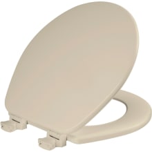 Round Closed-Front Enameled Wood Toilet Seat with Flat Cover