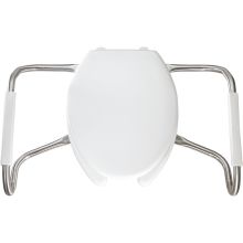 Medic-Aid&reg; Elongated Open Front Plastic Toilet Seat with Cover with STA-TITE&reg;, DuraGuard&reg; and Stainless Steel Safety Side Arms