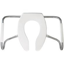 Medic-Aid&reg; Elongated Open Front Plastic Toilet Seat Less Cover with STA-TITE&reg;, DuraGuard&reg; and Stainless Steel Safety Side Arms