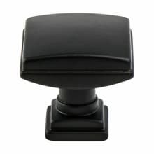 Tailored Traditional 1-1/4 Inch Curved Square Cabinet Knob / Drawer Knob with Grip Base