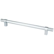 Radial Reign 8-13/16" (224mm) Center to Center Modern Diamond Knurled Round Bar Cabinet Handle / Drawer Pull