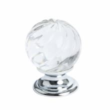 Europa 1-3/16 Inch Round Swirled Crystal Ball Cabinet Knob / Drawer Knob