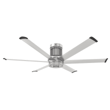 i6 60" 6 Blade Low Profile Outdoor Smart Ceiling Fan with Remote Control and Brushed Silver Motor / Body
