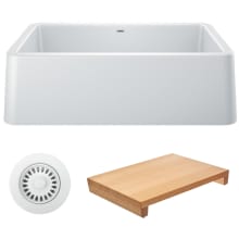 Ikon 33" Farmhouse Single Basin Granite Composite Kitchen Sink with Basket Strainer and Cutting Board