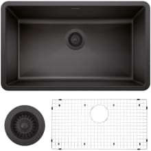 Precis 32" Undermount Single Basin Granite Composite Kitchen Sink with Basin Rack and Basket Strainer