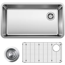 Formera 33" Undermount Single Basin Stainless Steel Kitchen Sink with Basin Rack and Basket Strainer