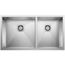Precision 33" Undermount Double Basin Stainless Steel Kitchen Sink with Zero Radius Corners