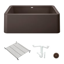 Ikon 30" Farmhouse Single Basin Granite Composite Kitchen Sink with Basin Rack and Basket Strainer