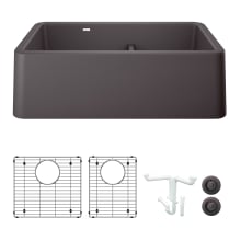 Ikon 33" Farmhouse Double Basin Granite Composite Kitchen Sink with Basin Rack and Basket Strainer