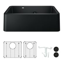 Ikon 33" Farmhouse Double Basin Granite Composite Kitchen Sink with Basin Rack and Basket Strainer