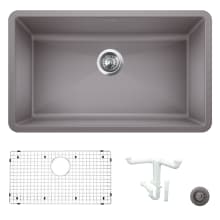 Precis 32" Undermount Single Basin Granite Composite Kitchen Sink with Basin Rack and Basket Strainer