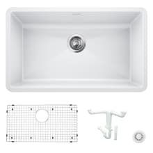 Precis 32" Undermount Single Basin Granite Composite Kitchen Sink with Basin Rack and Basket Strainer