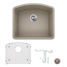 Diamond 24" Undermount Single Basin Granite Composite Kitchen Sink with Basin Rack and Basket Strainer