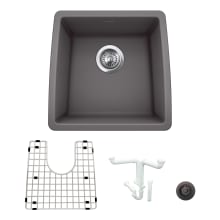 Performa 17-1/2" Undermount Single Basin Granite Composite Bar Sink with Basin Rack and Basket Strainer